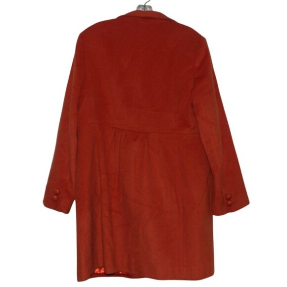 Jonathan Michaels Coat Lambs Wool Blend Orange Lined Single Breasted Sz 10 - Picture 4 of 5